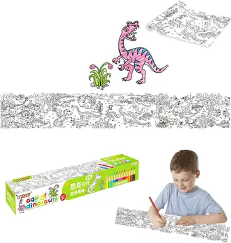 Рулон для рисования | Animal World Children's Painting Drawing Paper Rolls, Простой в использовании Рулон Бумаги для рисования DIY Painting Drawing Color Fi